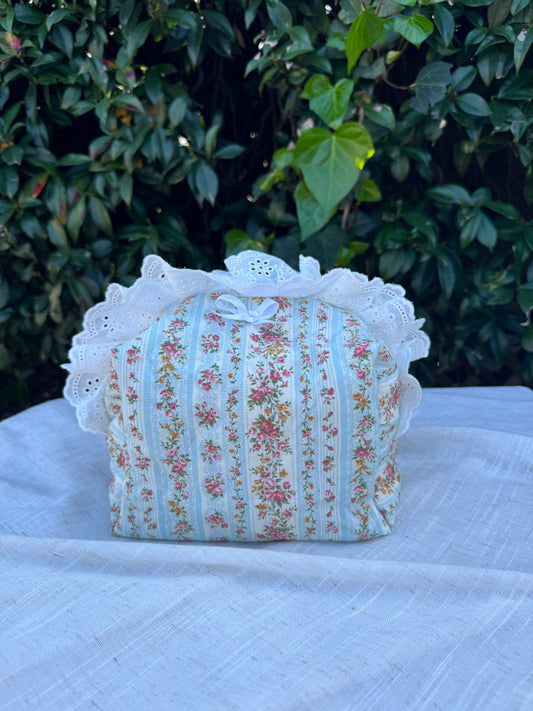 Quilted Heirloom Rose Makeup Bag- Standard Size