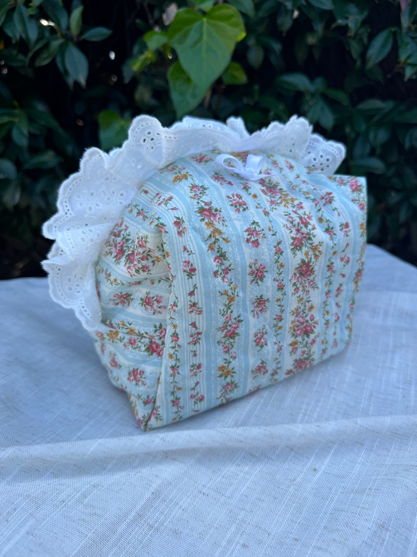Quilted Heirloom Rose Makeup Bag- Standard Size
