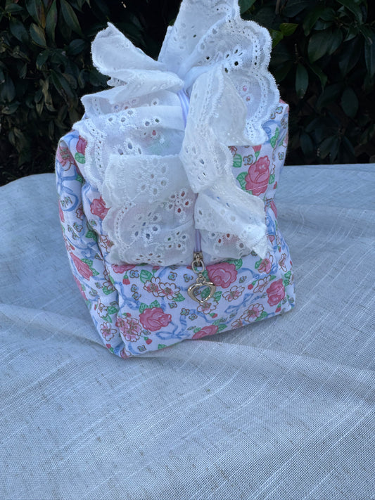 Quilted Bows in Bloom Makeup Bag- Standard Size