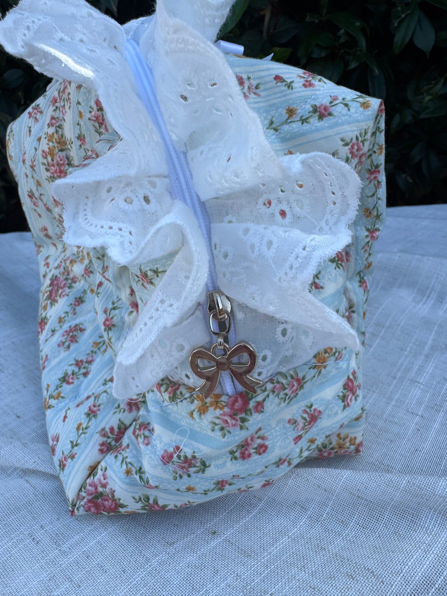 Quilted Heirloom Rose Makeup Bag- Standard Size