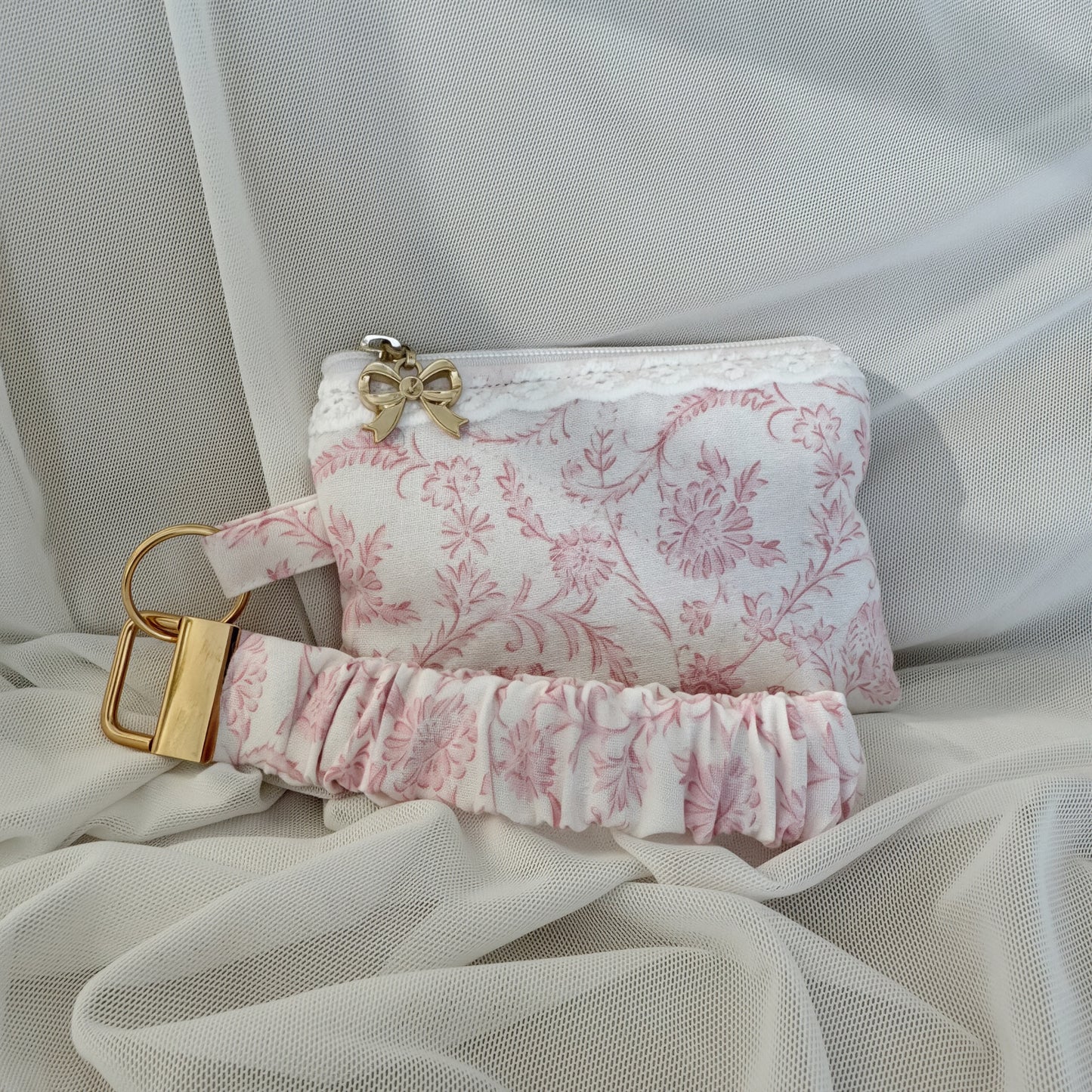 Blushing Toile Coin Purse + Wristlet