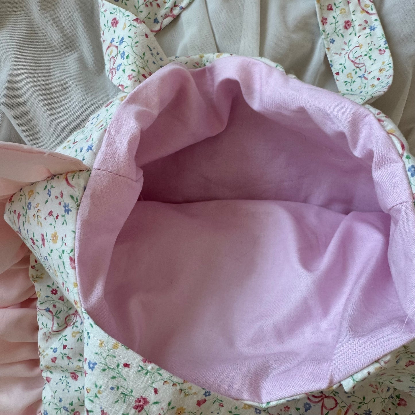 Rosy Ribbonette Ruffled Tote Bag