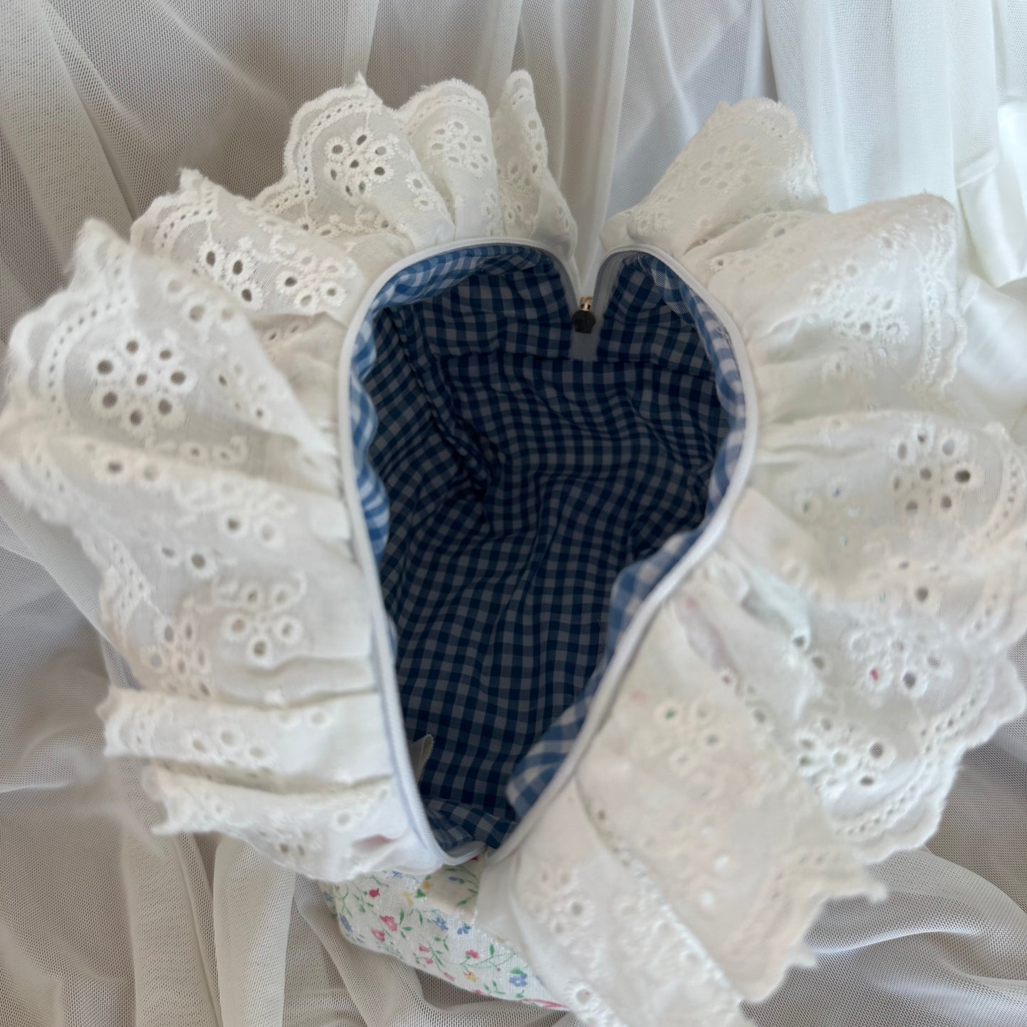 Rosy Ribbonette Quilted Makeup Bag